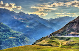 Mountains near St. Gotthard Pass in Swiss Alps
