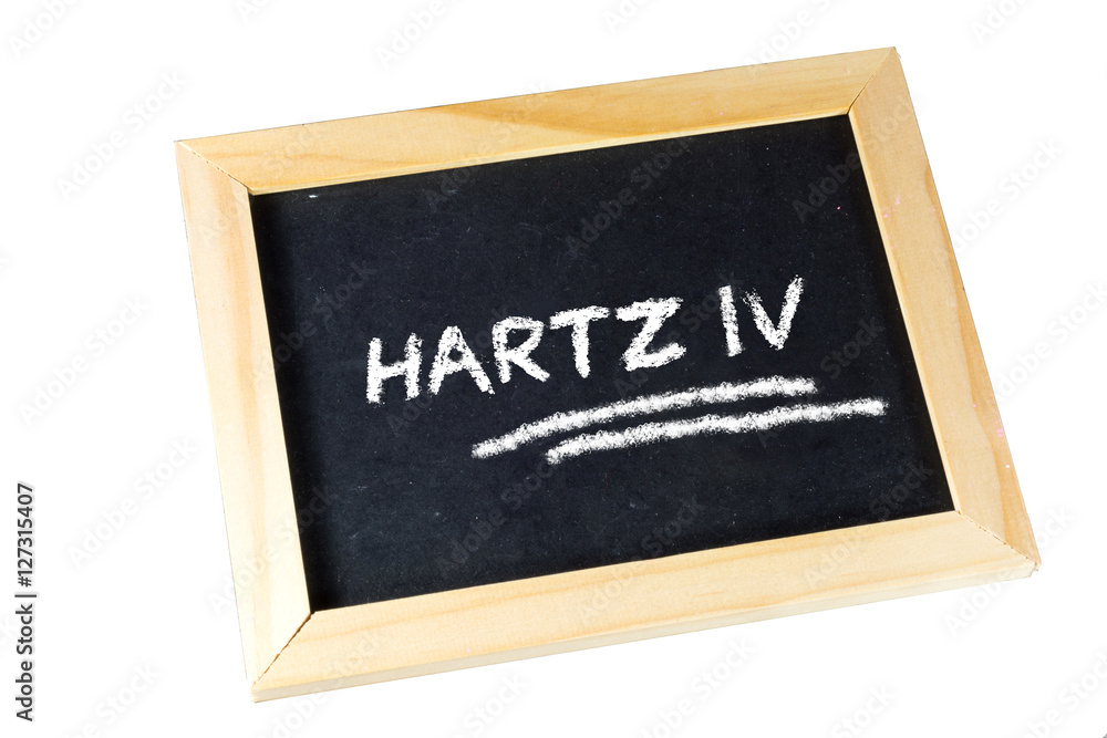 Eine Kreidetafel mit dem Wort Hartz 4 Eine Kreidetafel mit dem Wort Hartz 4
