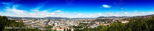 Micro toy panorama of Oslo city background