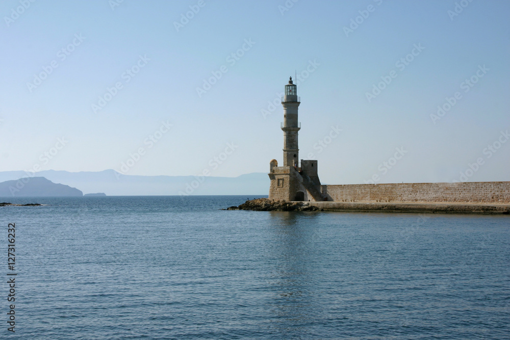 the lighthouse of Heraklion on the island Crete the lighthouse of Heraklion on the island Crete