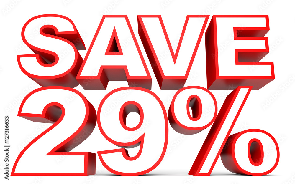 Discount 29 percent off. 3D illustration on white background. Discount 29 percent off. 3D illustration on white background.