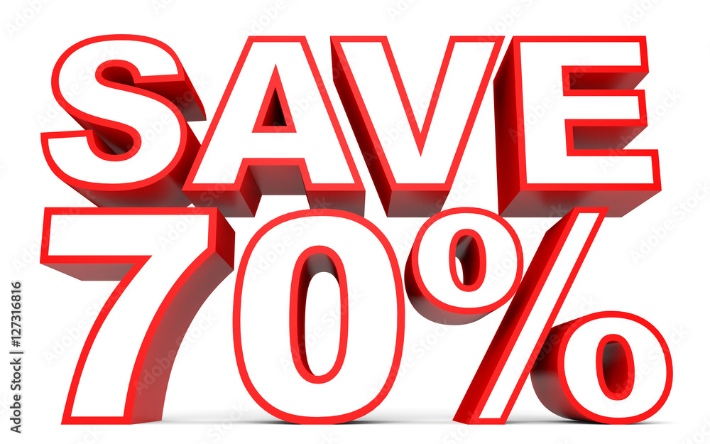 Discount 70 percent off. 3D illustration on white background. Discount 70 percent off. 3D illustration on white background.