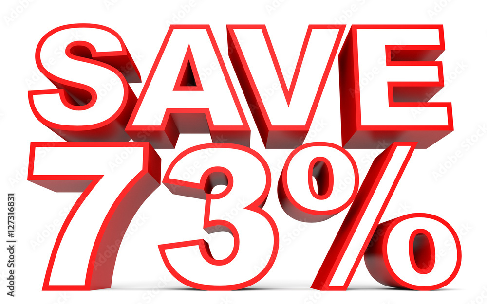 Discount 73 percent off. 3D illustration on white background. Discount 73 percent off. 3D illustration on white background.