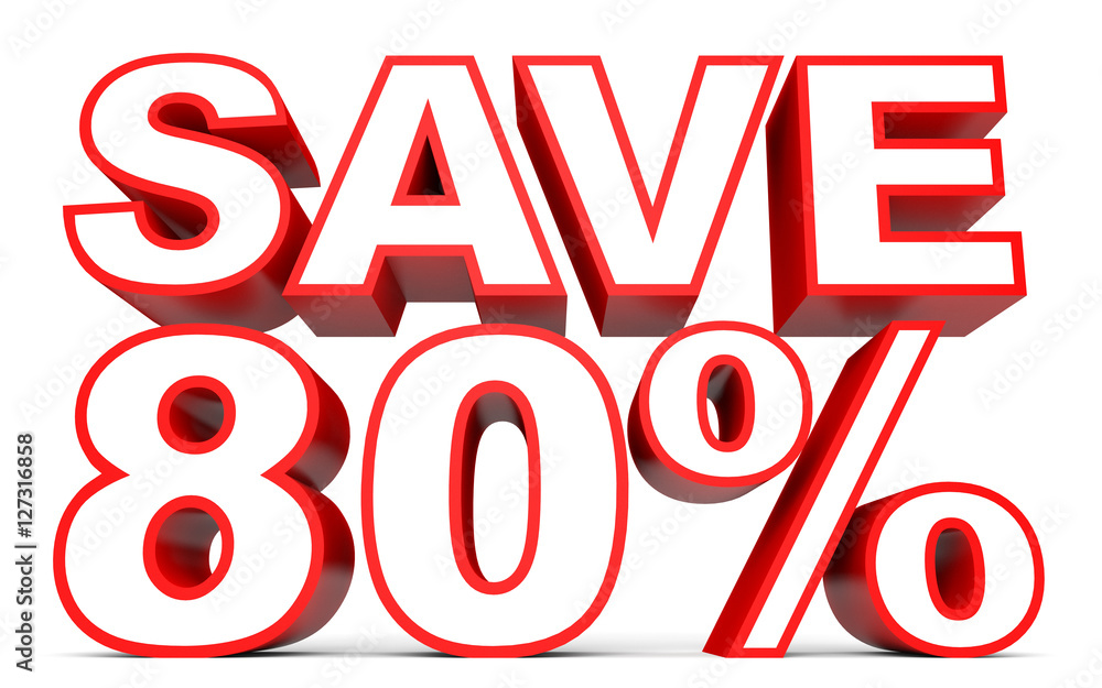 Discount 80 percent off. 3D illustration on white background. Discount 80 percent off. 3D illustration on white background.