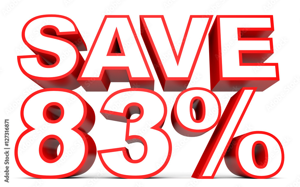 Discount 83 percent off. 3D illustration on white background. Discount 83 percent off. 3D illustration on white background.