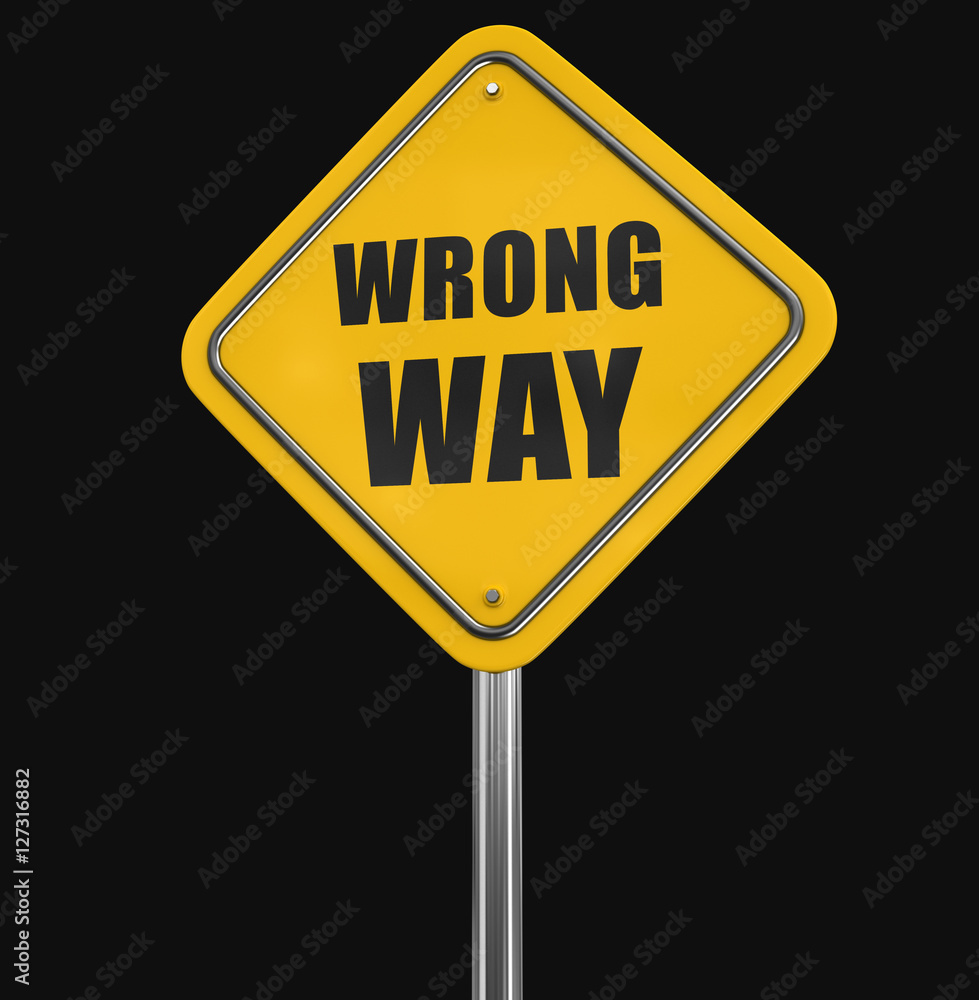 Wrong Way road sign. Image with clipping path Wrong Way road sign. Image with clipping path