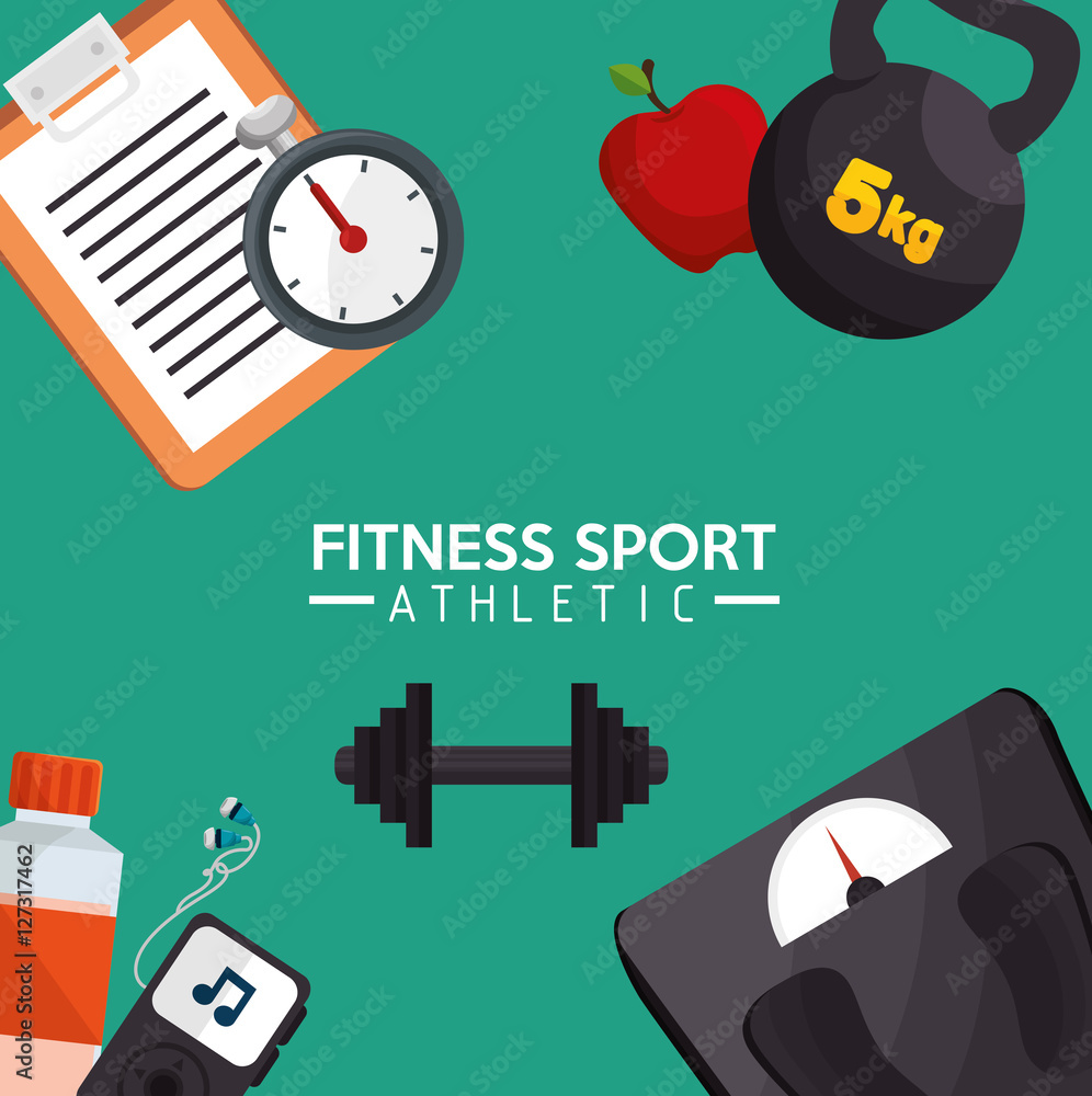 fitness sport athletic poster design vector illustration eps 10 Stock
