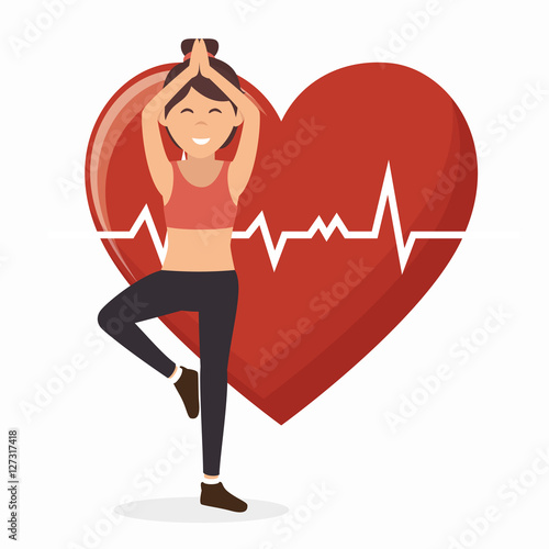 sport girl working heart monitoring vector illustration eps 10
