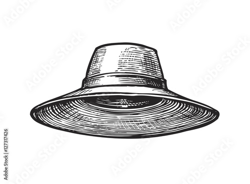 Hat of gardener. Sketch vector