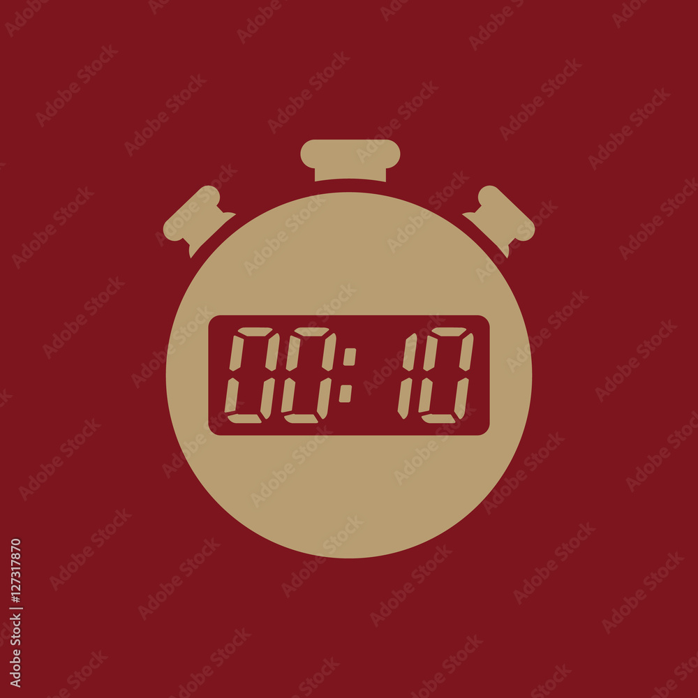 The 10 seconds, minutes stopwatch icon. Clock and watch, timer, countdown, stopwatch symbol. UI. Web. Logo. Sign. Flat design. App. The 10 seconds, minutes stopwatch icon. Clock and watch, timer, countdown, stopwatch symbol. UI. Web. Logo. Sign. Flat design. App.