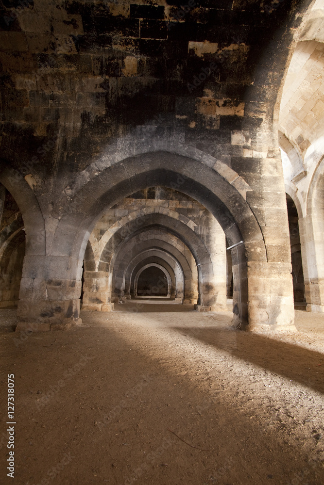 Interior of an ancient caravan stop along the silk road in central Turkey