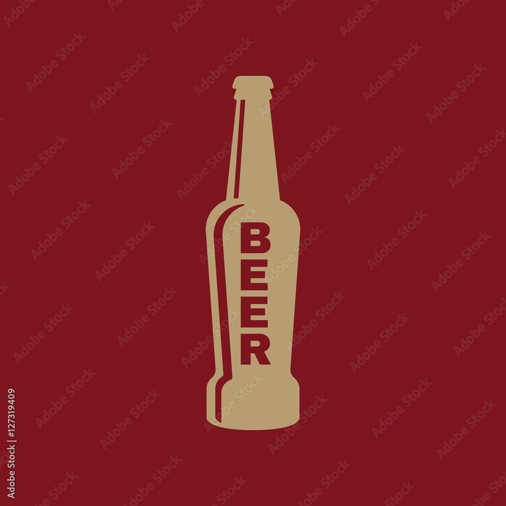 Bottle of beer icon. Beer and pub, bar symbol. UI. Web. Logo. Sign. Flat design. App.Stock