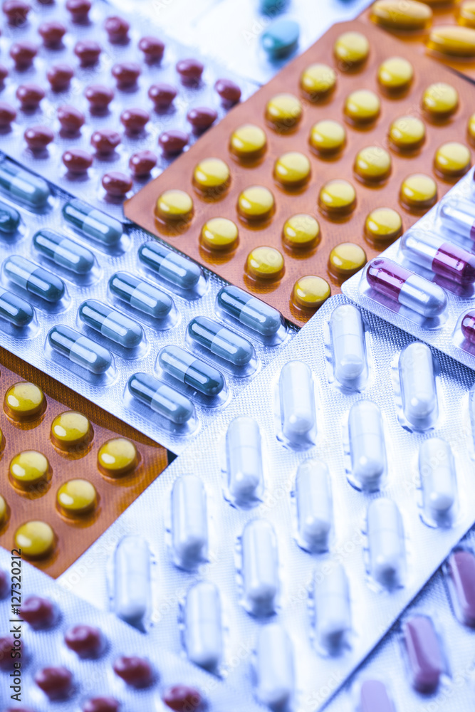 Set of capsules in medical light. Set of capsules in medical light.