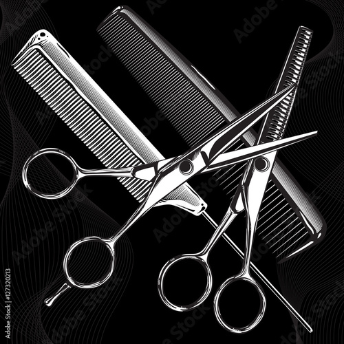 professional tools scissors and combs