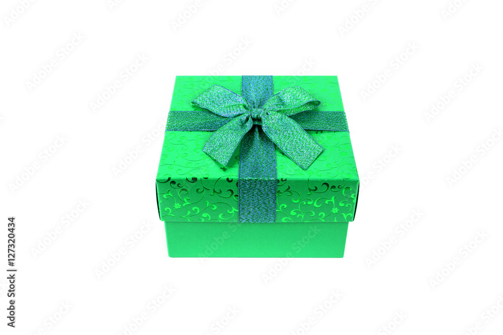 Green gift box isolate on white background Green gift box isolate on white background