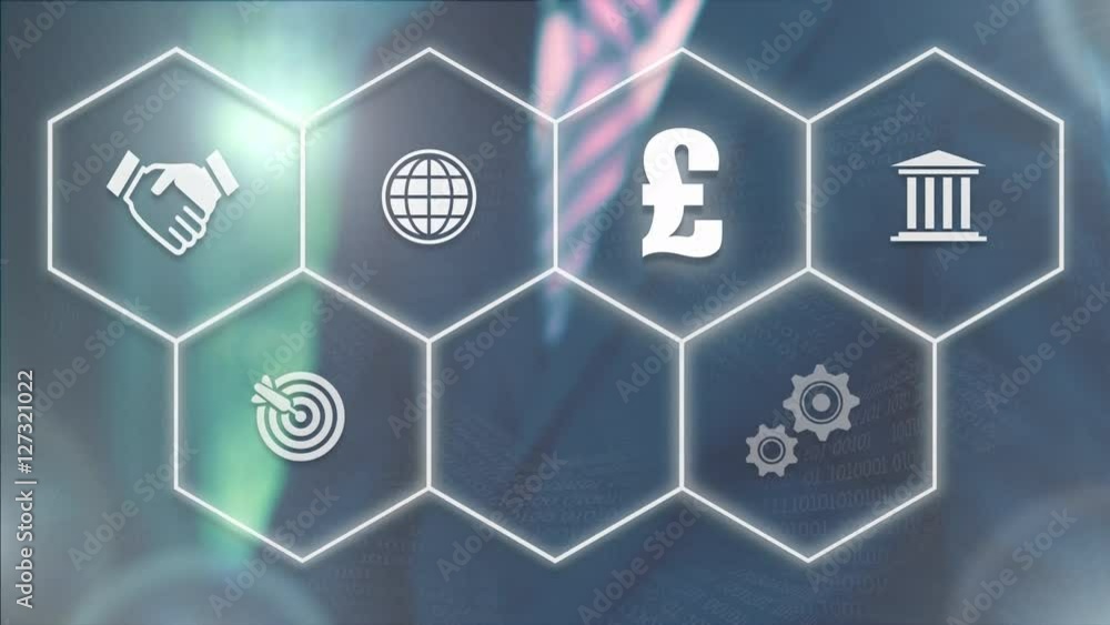 Businessman pressing a Business Pound concept Businessman pressing a Business Pound concept