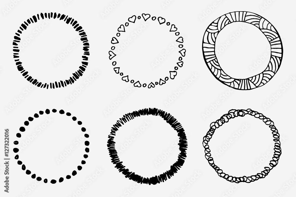 Simple hand drawn doodle circle template