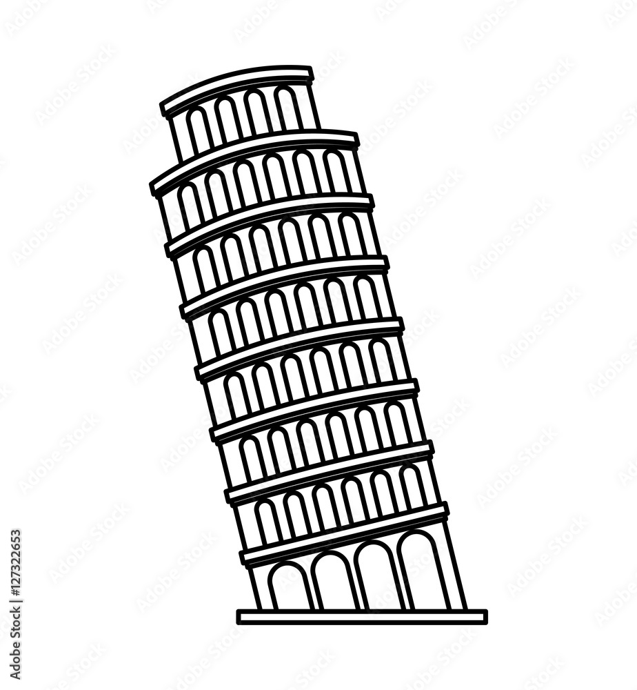 piza tower italy icon vector illustration design