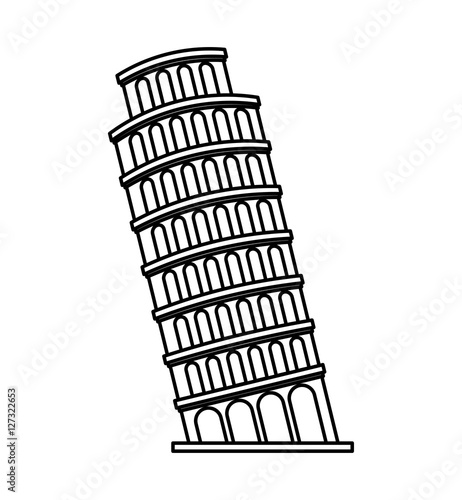 Obraz na plátně piza tower italy icon vector illustration design