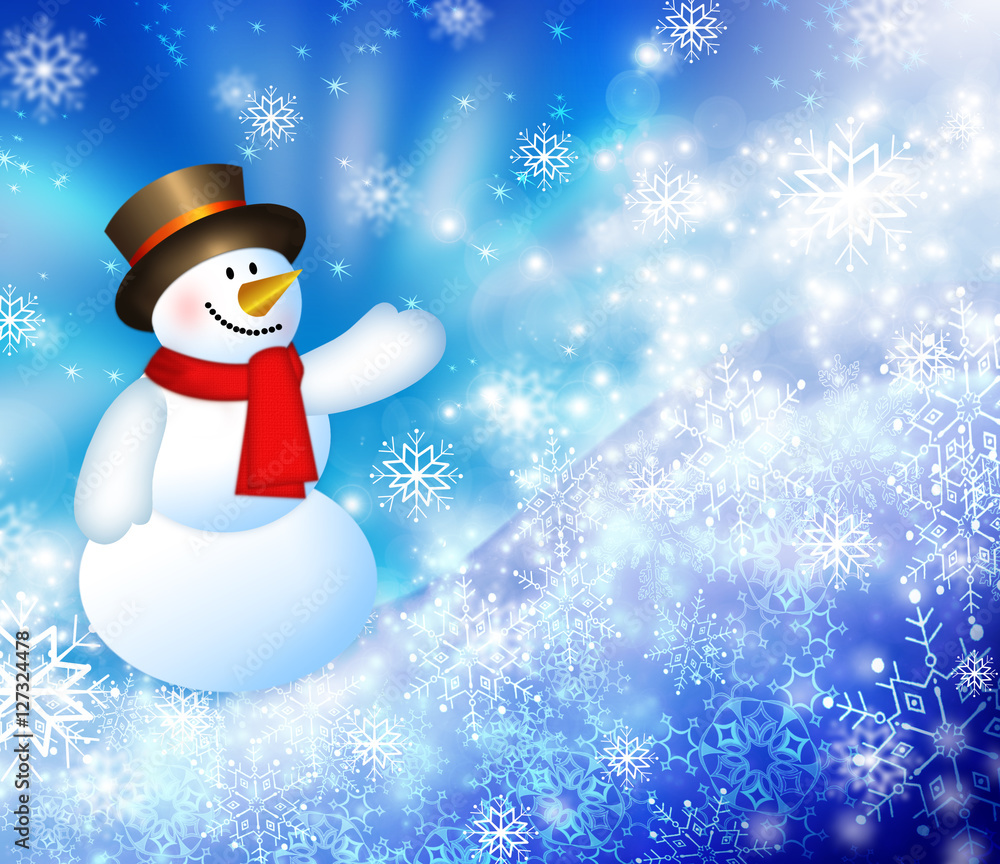 Fototapeta premium Christmas snowman background