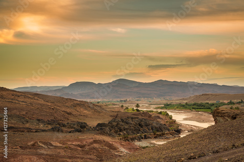 Twilight in the Atlas Mountains in Morocco.