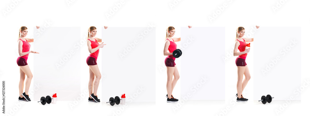 Young and fit blond woman working out on white Young and fit blond woman working out on white