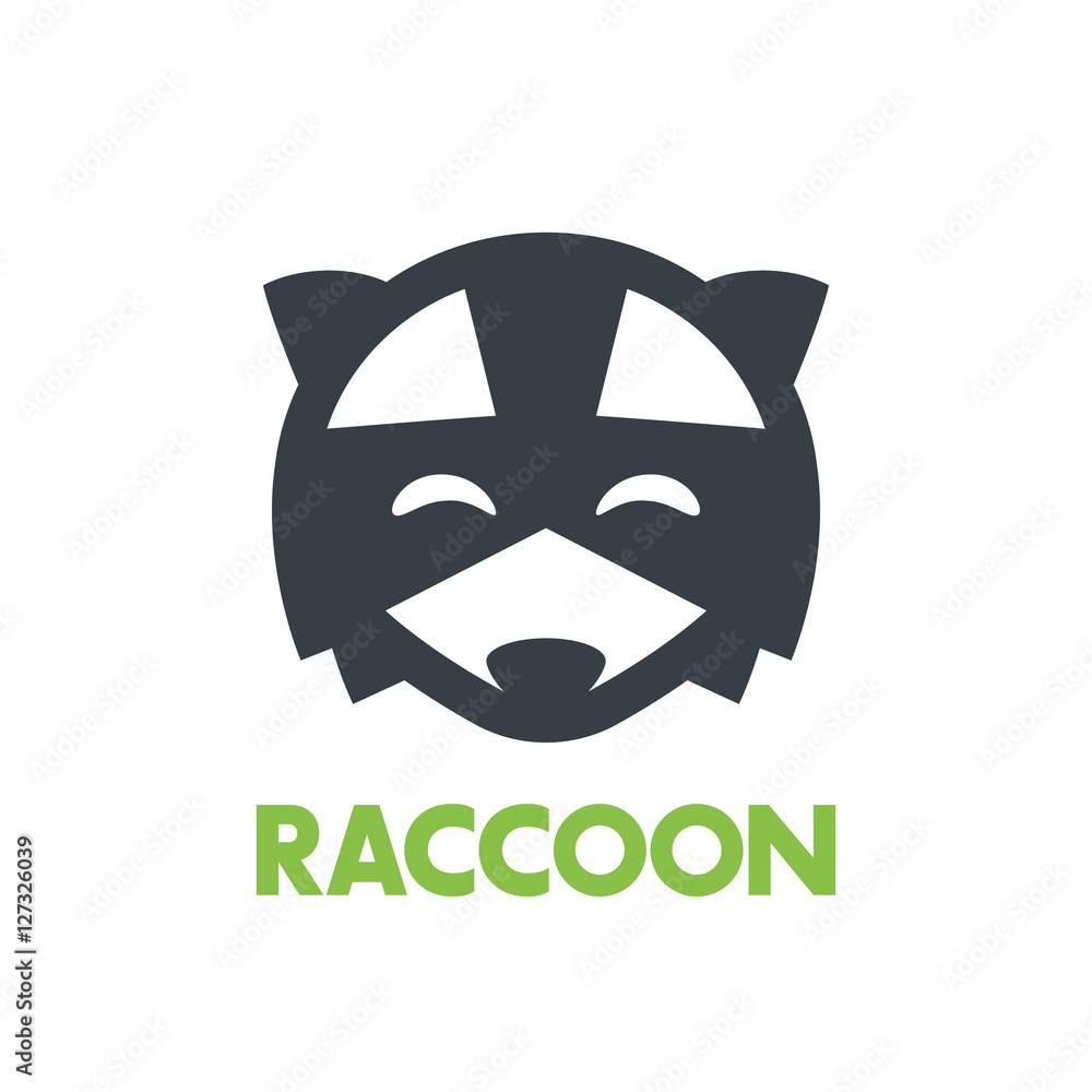raccoon logo, simple icon over white raccoon logo, simple icon over white