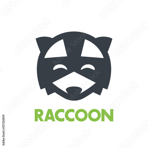 raccoon logo, simple icon over white