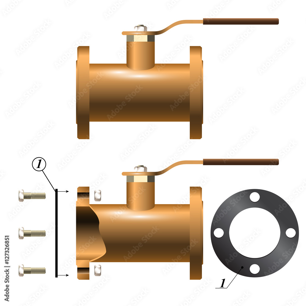 Industrial valve with a flat handle. Technical drawing metal val Stock Vector Adobe Stock
