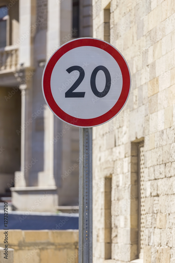 Road sign speed limit 20