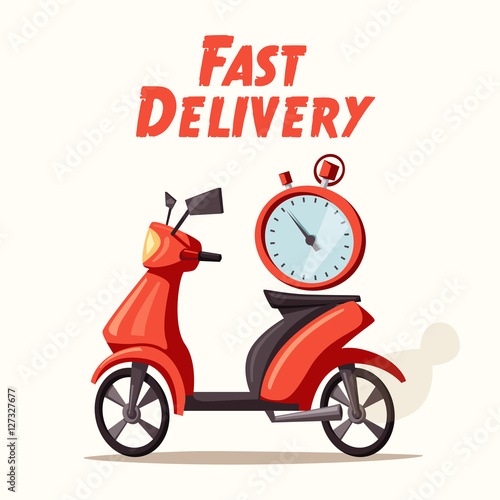 Fast and free delivery. Vector cartoon illustration.