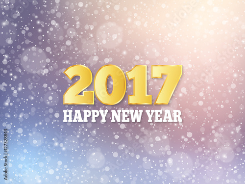 Vector 2017 Happy New Year background. Falling snow effect. Winter festive background