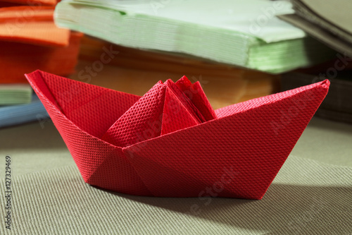 paper napkins and paper boat