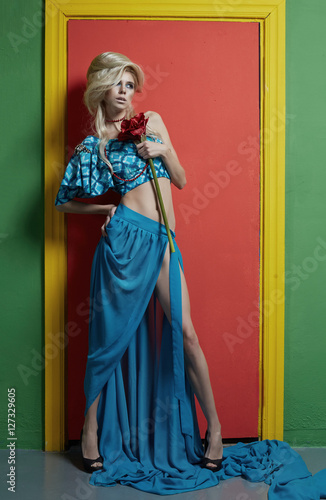 Girl model in a stylish dress.