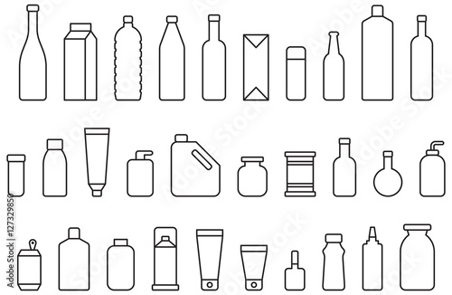 BOTTLES & CONTAINERS outline icons