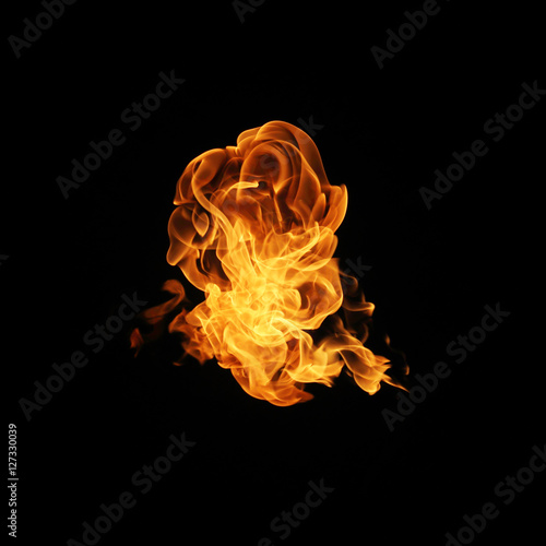 Fire flames collection isolated on black background