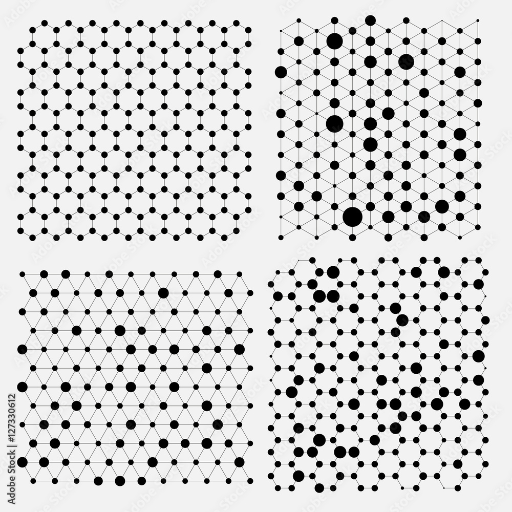 Collection of molecule structure grid. Genetic globe chemical compounds creative vector