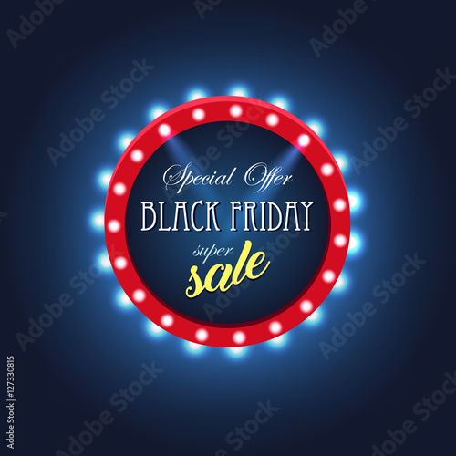 Black Friday retro light frame. Sale. Hot deal.