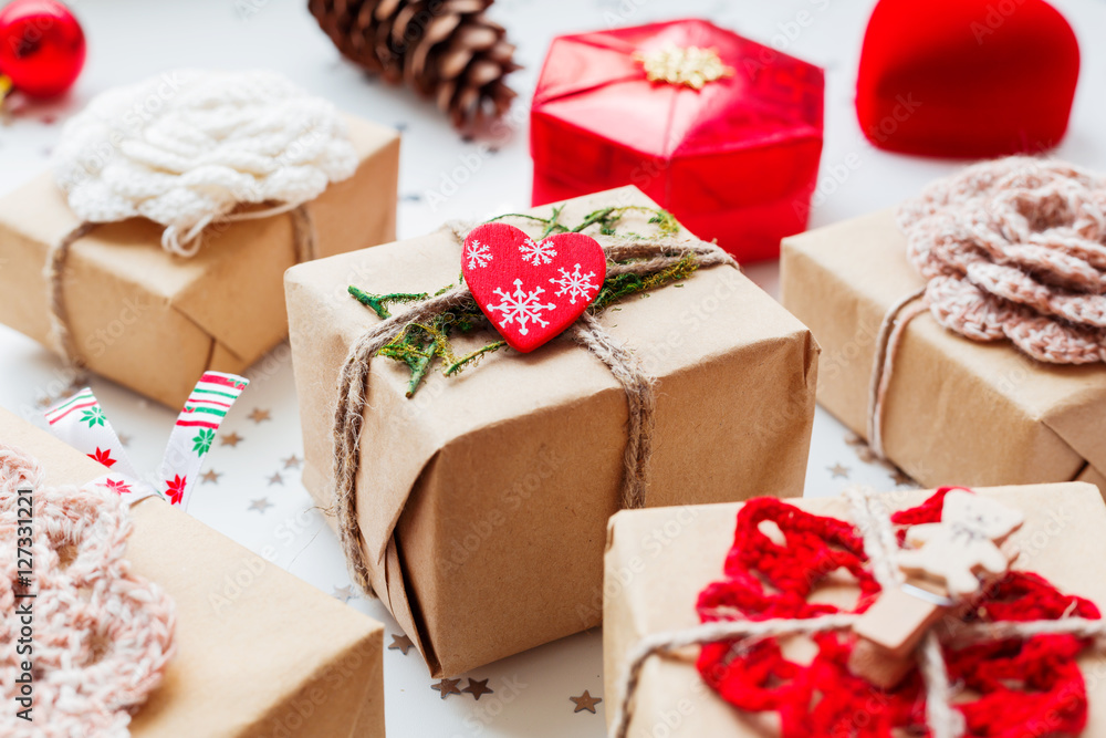 Christmas and New Year 2017 background with presents and decorations. Christmas and New Year 2017 background with presents and decorations.