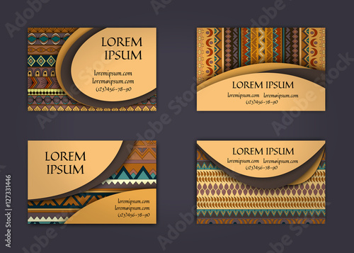 business card or visiting card template with boho style pattern background.corporate identity design. Flyer Layout.