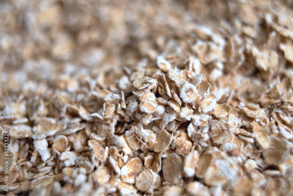 dry rolled pile of oats closeup. Deep blur and bokeh dry rolled pile of oats closeup. Deep blur and bokeh