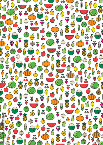 Fruits & Vegetables illustration pattern background