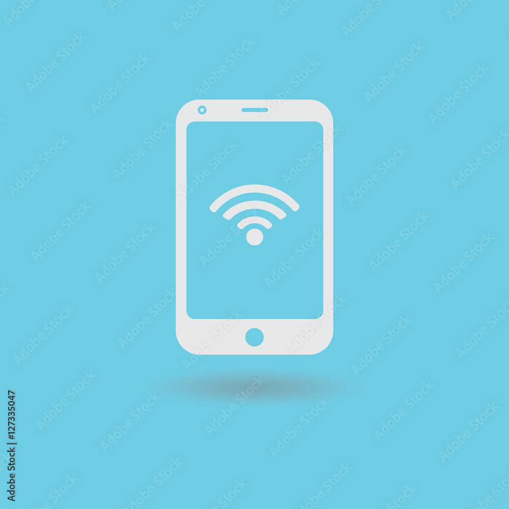 Smartphone icon with waves vector isolated on white background for your design, logo, application, presentation, UI 