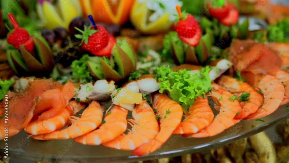 buffet with food standing on the table