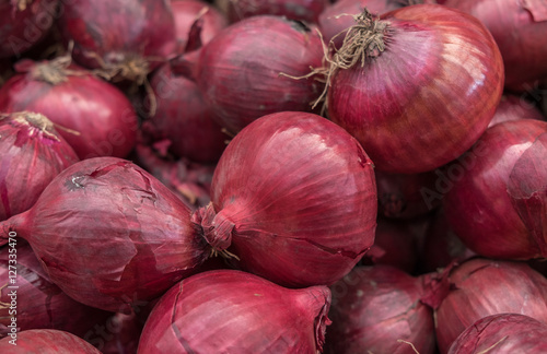 Shallot onions at city market for sale