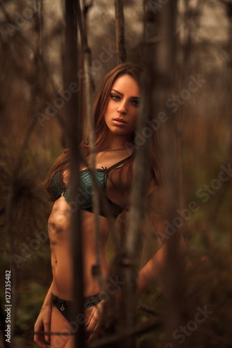 Sexy woman in thickets