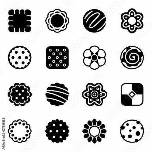 Vector Cookie, craker, biscuit icon set