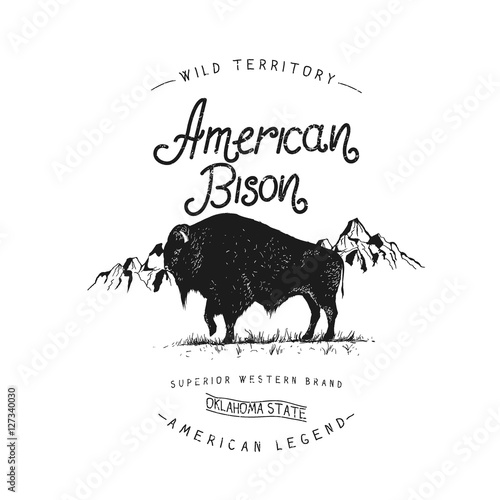 Old label with bison