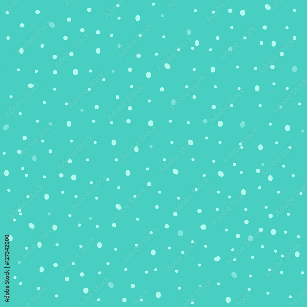Cute hand drawn winter background with falling snow, snowflakes.