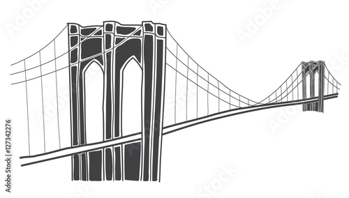 illustration of brooklyn bridge, new york